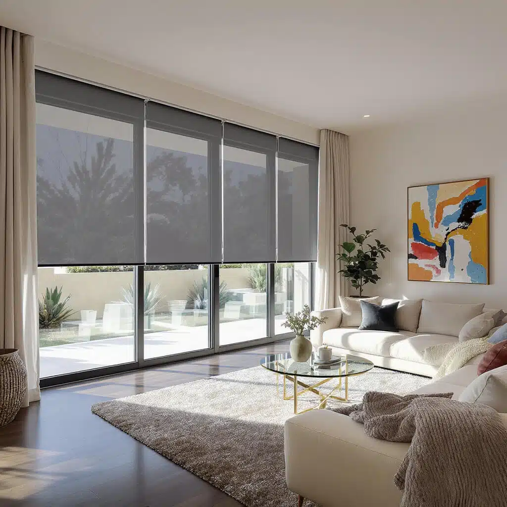 black smart roller blinds
