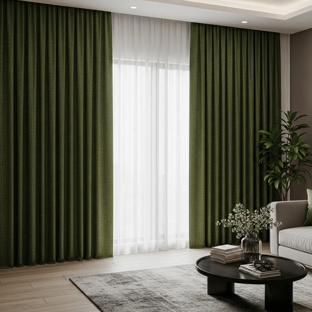 blackout curtain in green color winter holiday season in Dubai