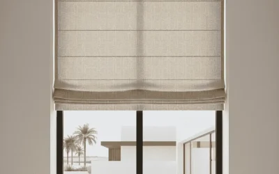 custom Roman blinds in beige color in Dubai villa