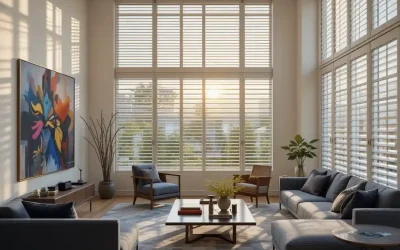 white wood venetian blinds in modern Dubai villa